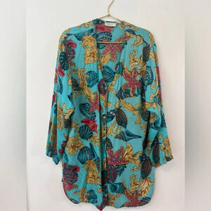 Vintage Victorias secret silk button down cover up/ chemise  size medium silk